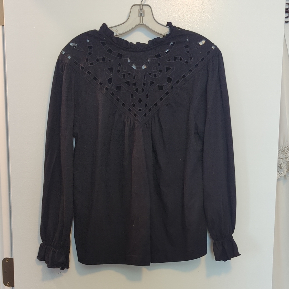 Warehouse Black Eyelet Women's Blouse
